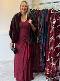 Constantine Burgundy Glitter Gown