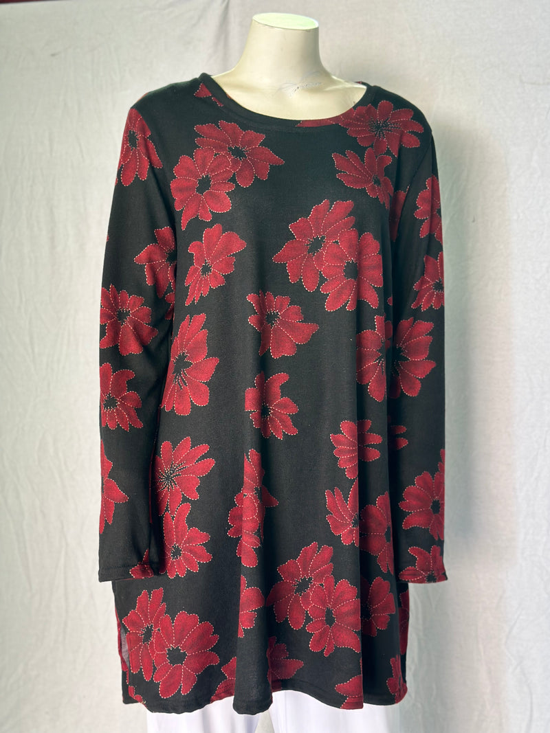 Dyna Black Floral Knit Tunic