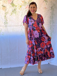 Zeke Lilac Floral Midi Dresss