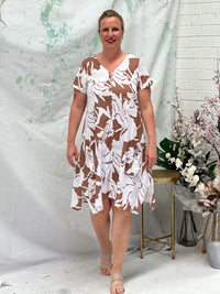 Idaho Sand Floral Linen Dress