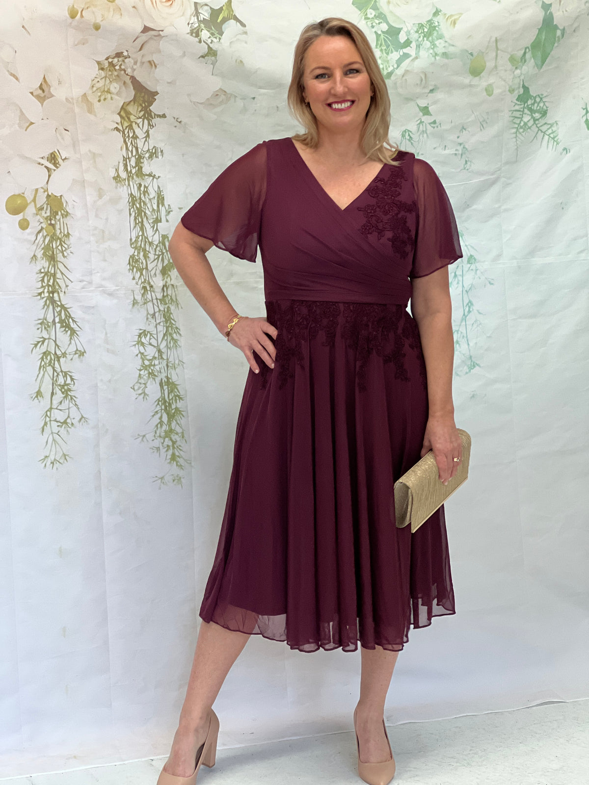 Idalia Burgundy Event Dress