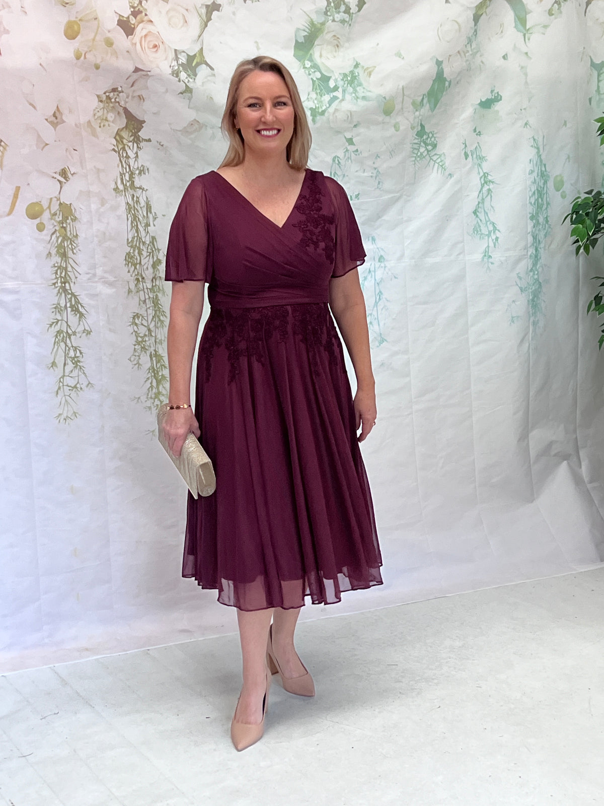 Idalia Burgundy Event Dress