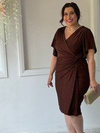 Imani Bronze Glitter Evening Dress