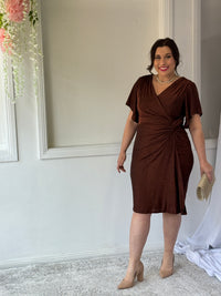 Imani Bronze Glitter Evening Dress