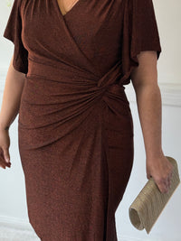 Imani Bronze Glitter Evening Dress