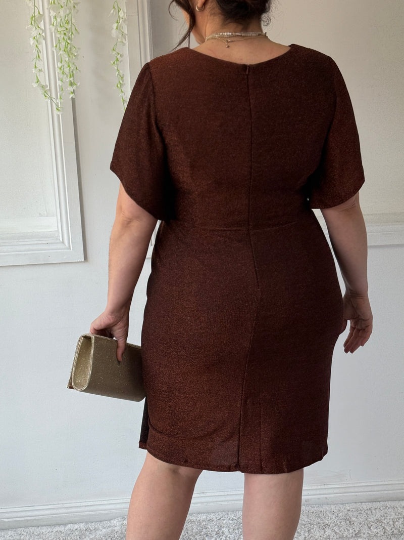 Imani Bronze Glitter Evening Dress