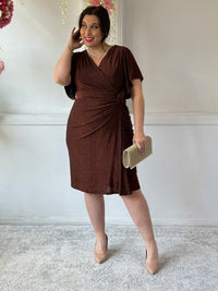Imani Bronze Glitter Evening Dress