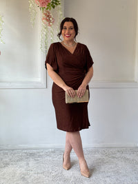 Imani Bronze Glitter Evening Dress