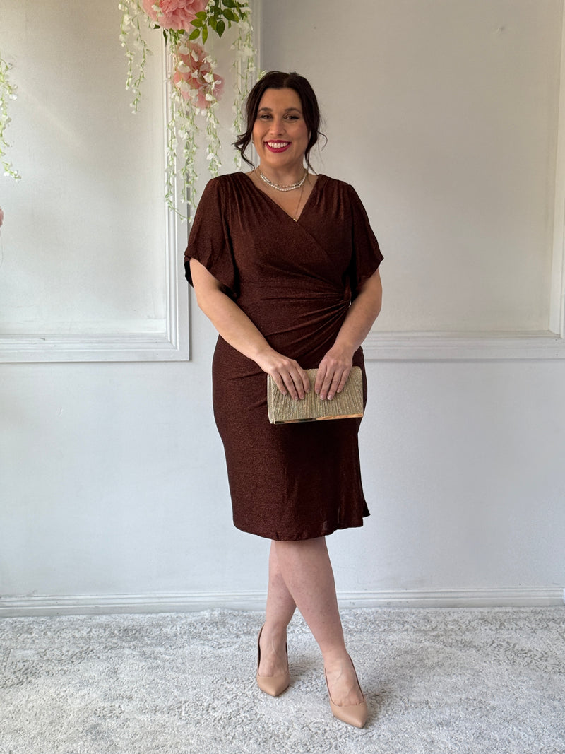 Imani Bronze Glitter Evening Dress
