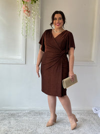Imani Bronze Glitter Evening Dress