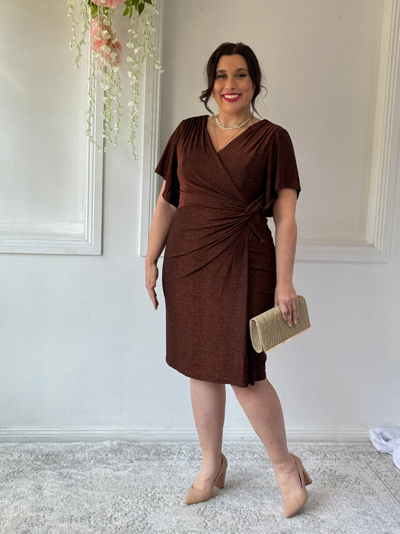 Imani Bronze Glitter Evening Dress