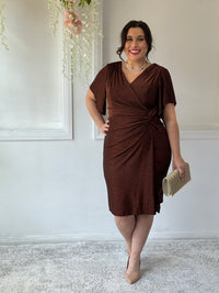 Imani Bronze Glitter Evening Dress