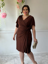 Imani Bronze Glitter Evening Dress