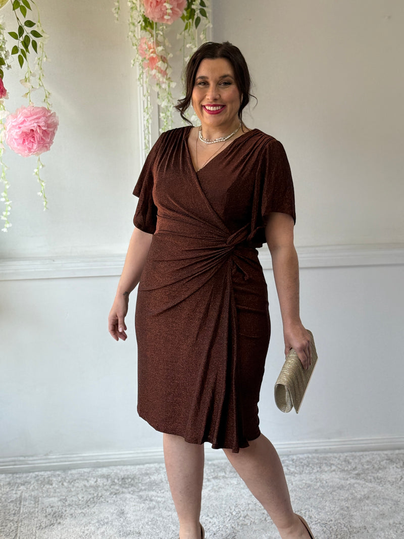 Imani Bronze Glitter Evening Dress