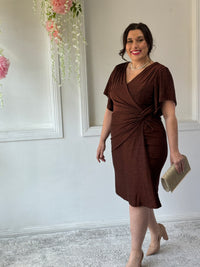 Imani Bronze Glitter Evening Dress