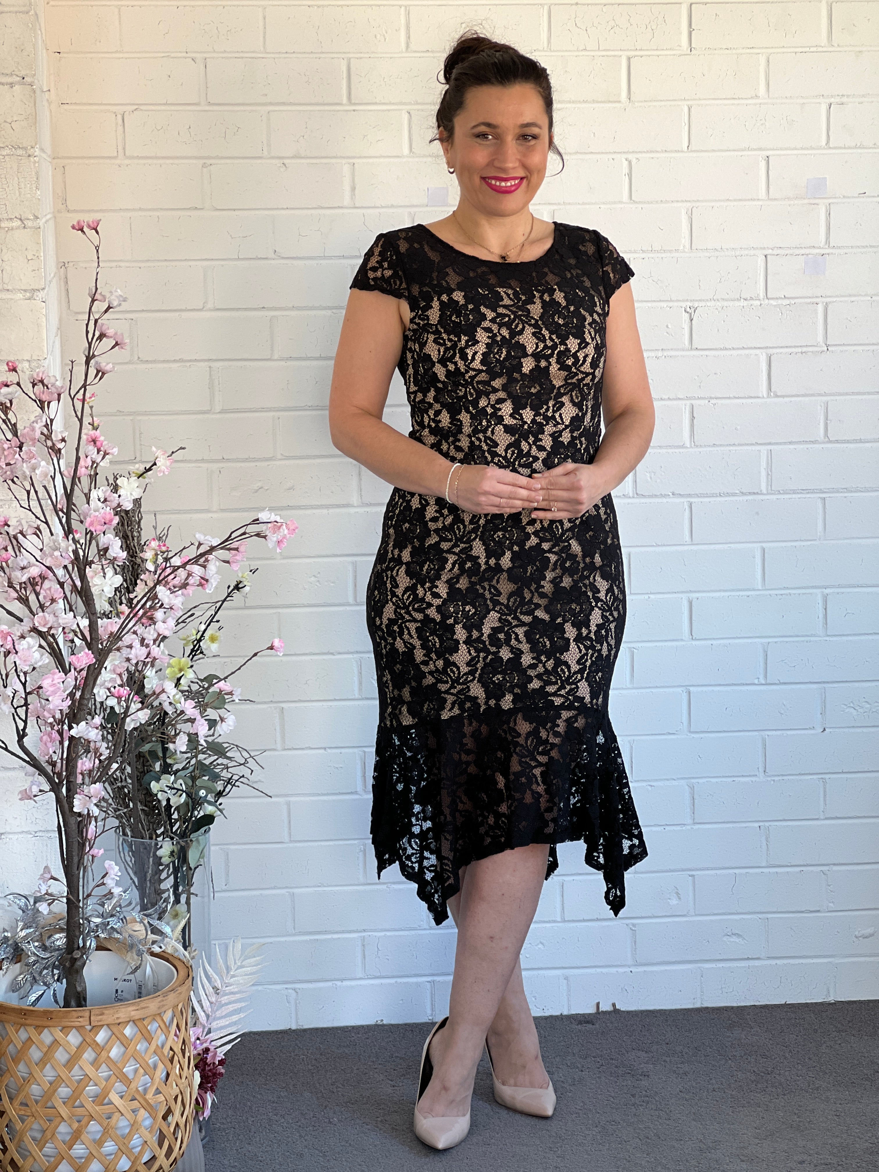 Black lace dress with hotsell nude lining