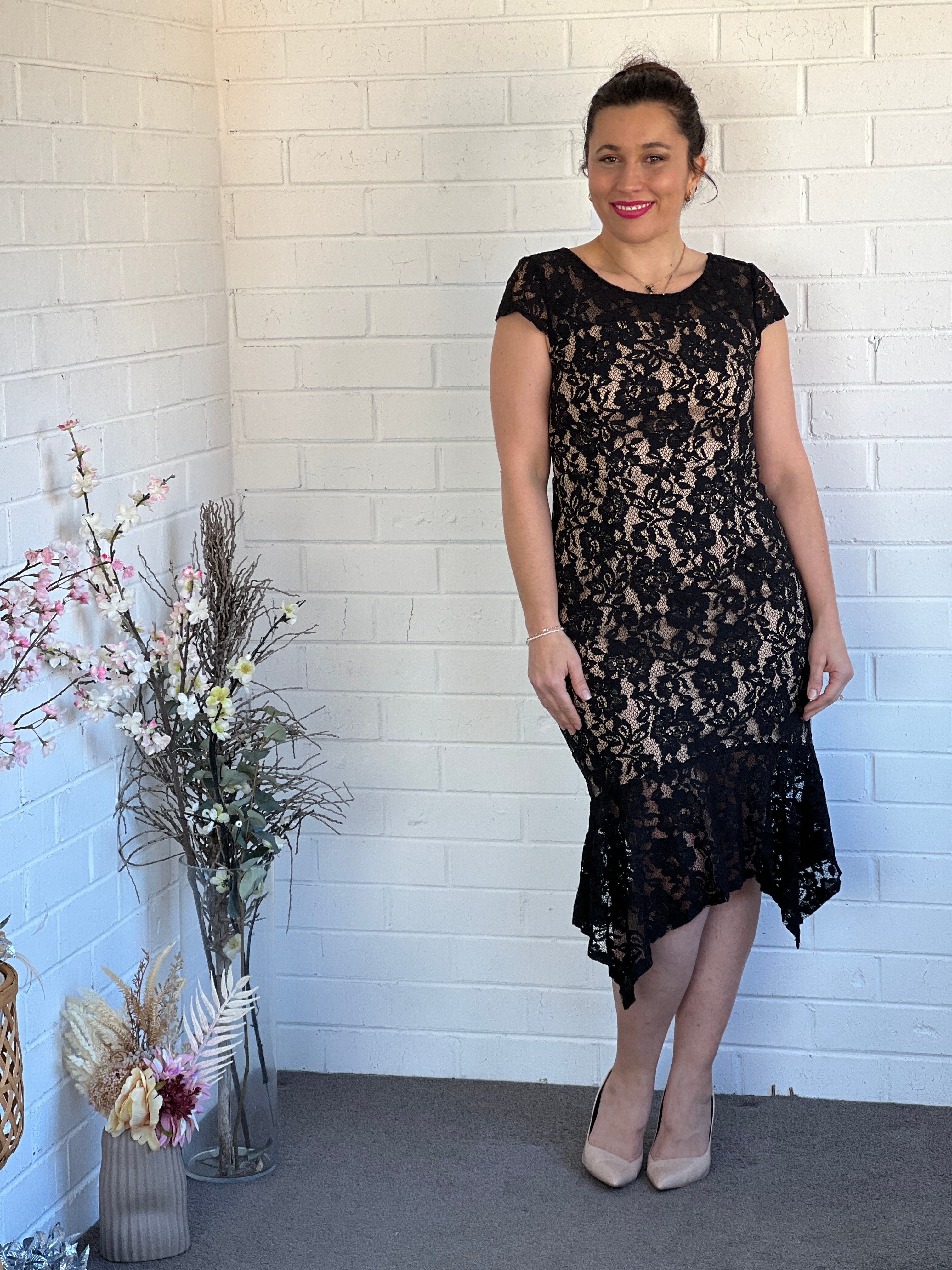 Black lace dress with hotsell nude lining