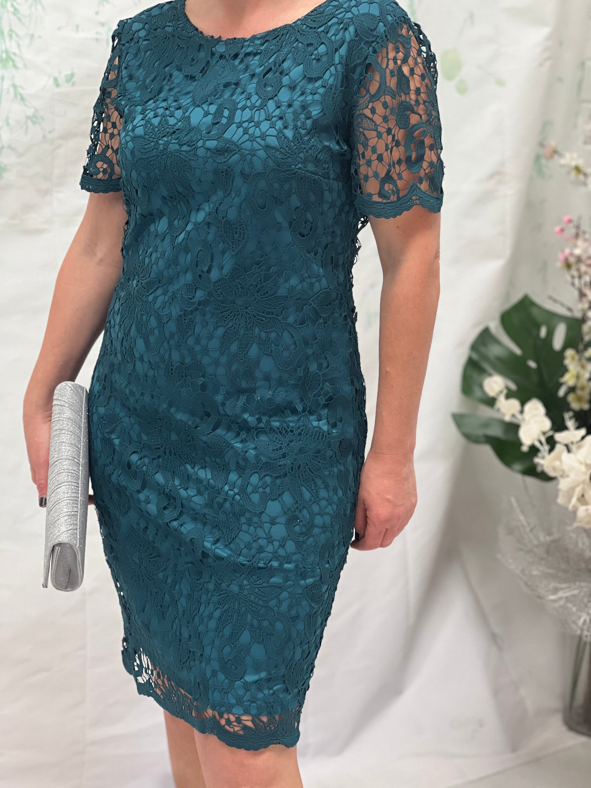 Iris Emerald Lace Evening Dress