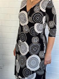 Isidora Black Abstract Wrap Dress