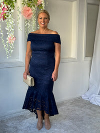 Izara Navy Lace Evening Gown