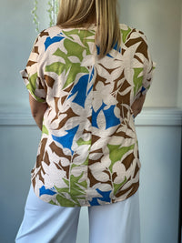 Izzy Beige Abstract Top