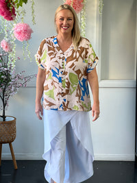 Izzy Beige Abstract Top