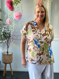 Izzy Beige Abstract Top