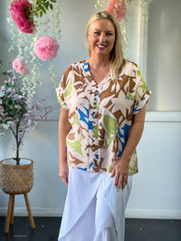 Izzy Beige Abstract Top