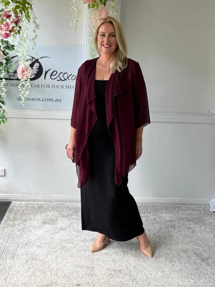Jackie Burgundy Chiffon Cardigan