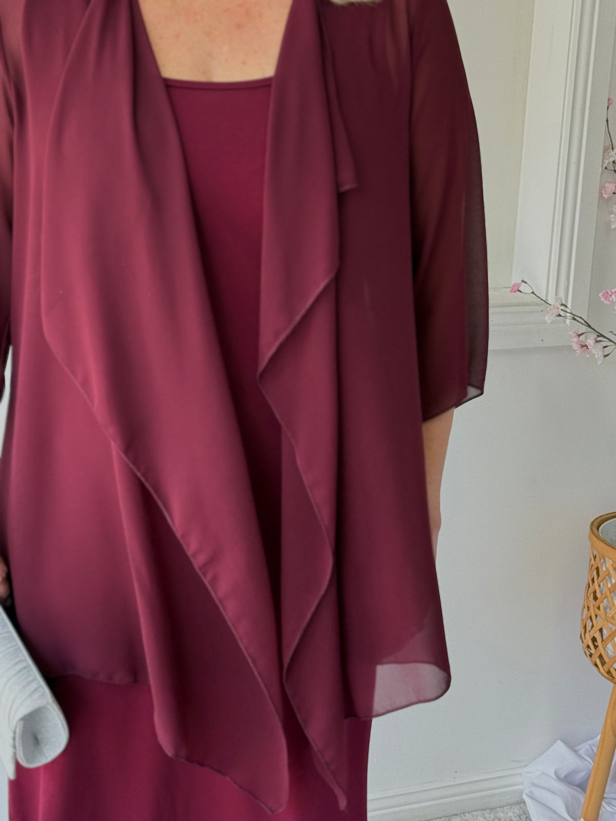 Jackie Burgundy Chiffon Cardigan