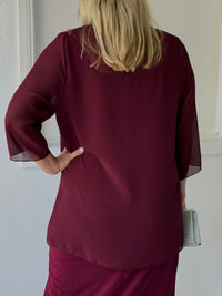 Jackie Burgundy Chiffon Cardigan
