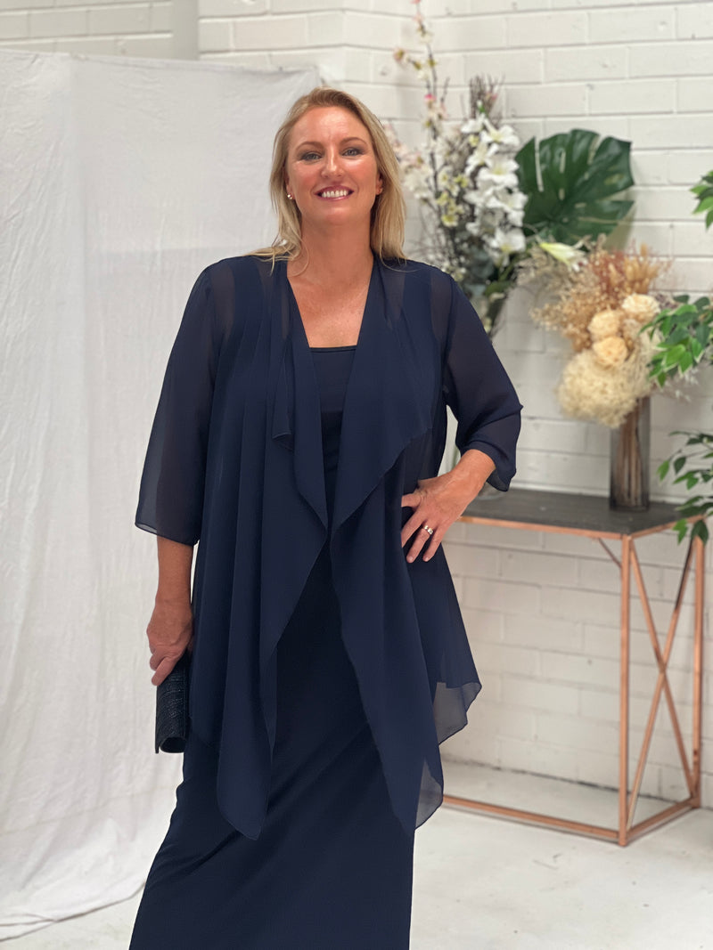Australian Made Navy Chiffon Cardigan - Stylish & Sophisticated Dressxox Australian Made Navy Chiffon Cardigan - Stylish & Sophisticated Dressxox