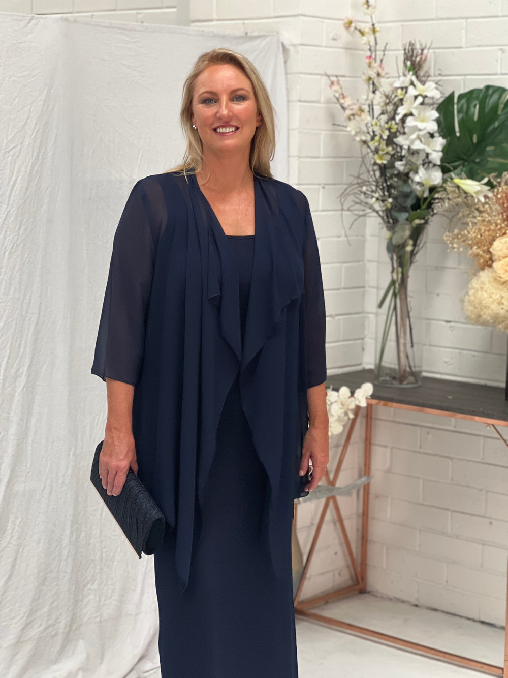 Navy V-Neck Jersey Dress