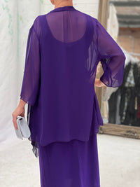 Jackie Purple Chiffon Cardigan