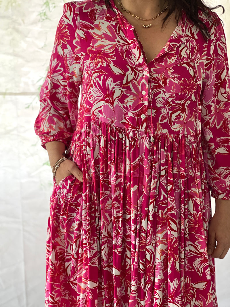 Japan Pink Botanical Dress