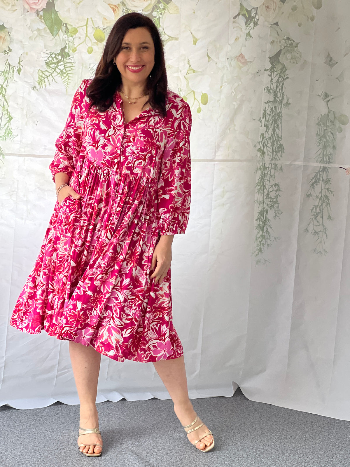 Japan Pink Botanical Dress