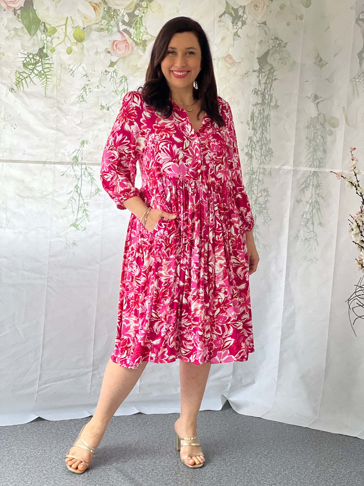 Japan Pink Botanical Dress