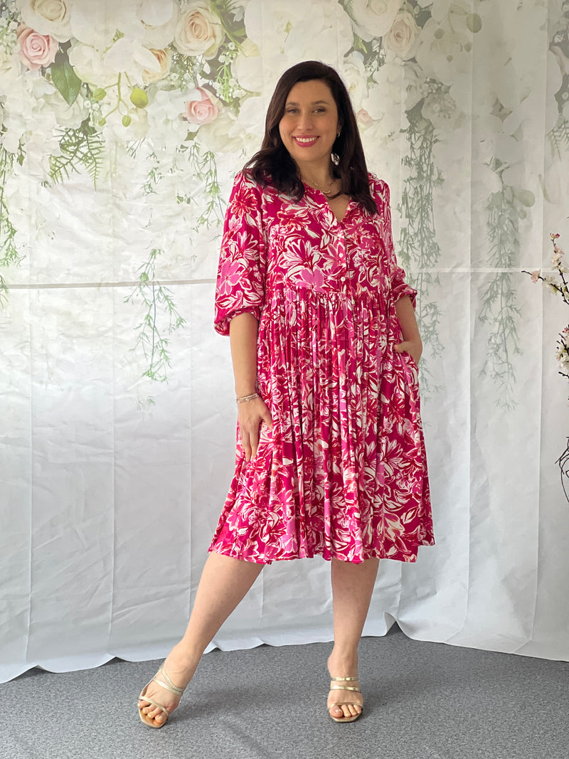 Japan Pink Botanical Dress