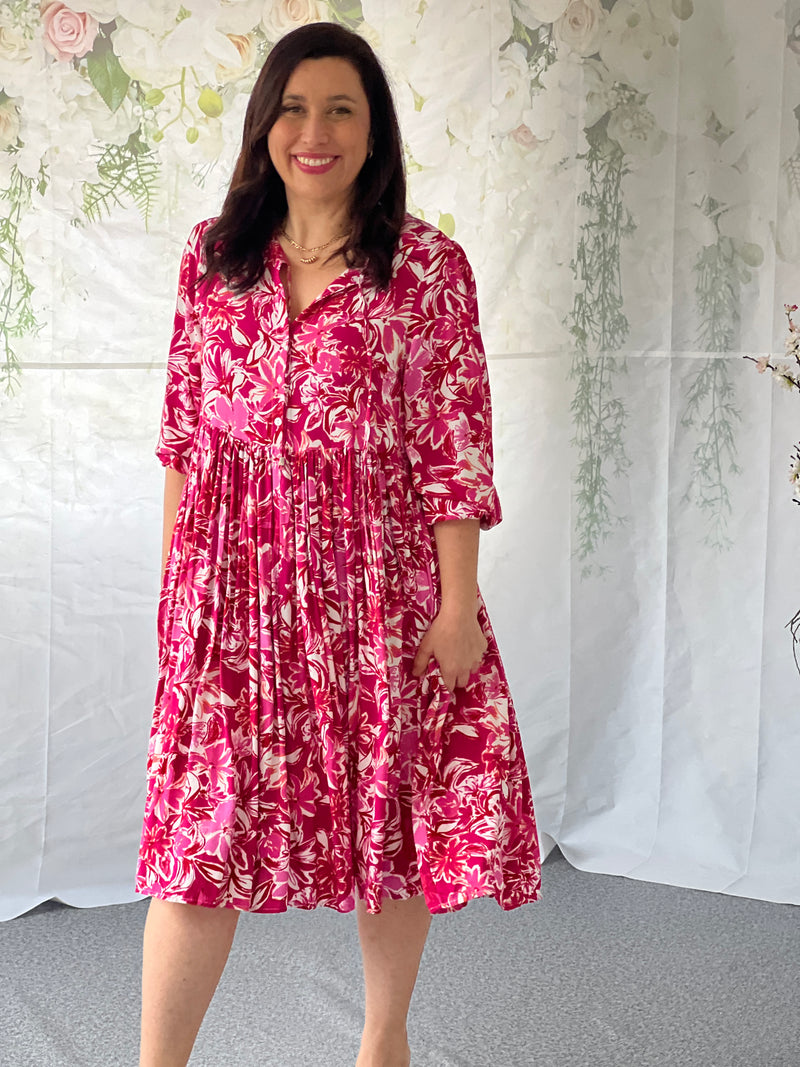 Japan Pink Botanical Dress