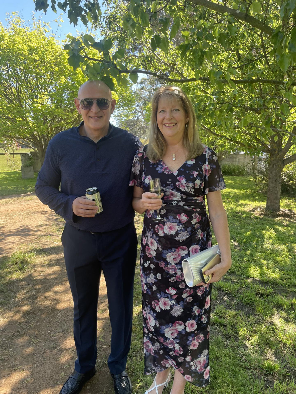 Tracey Navy Blossom Evening Dress