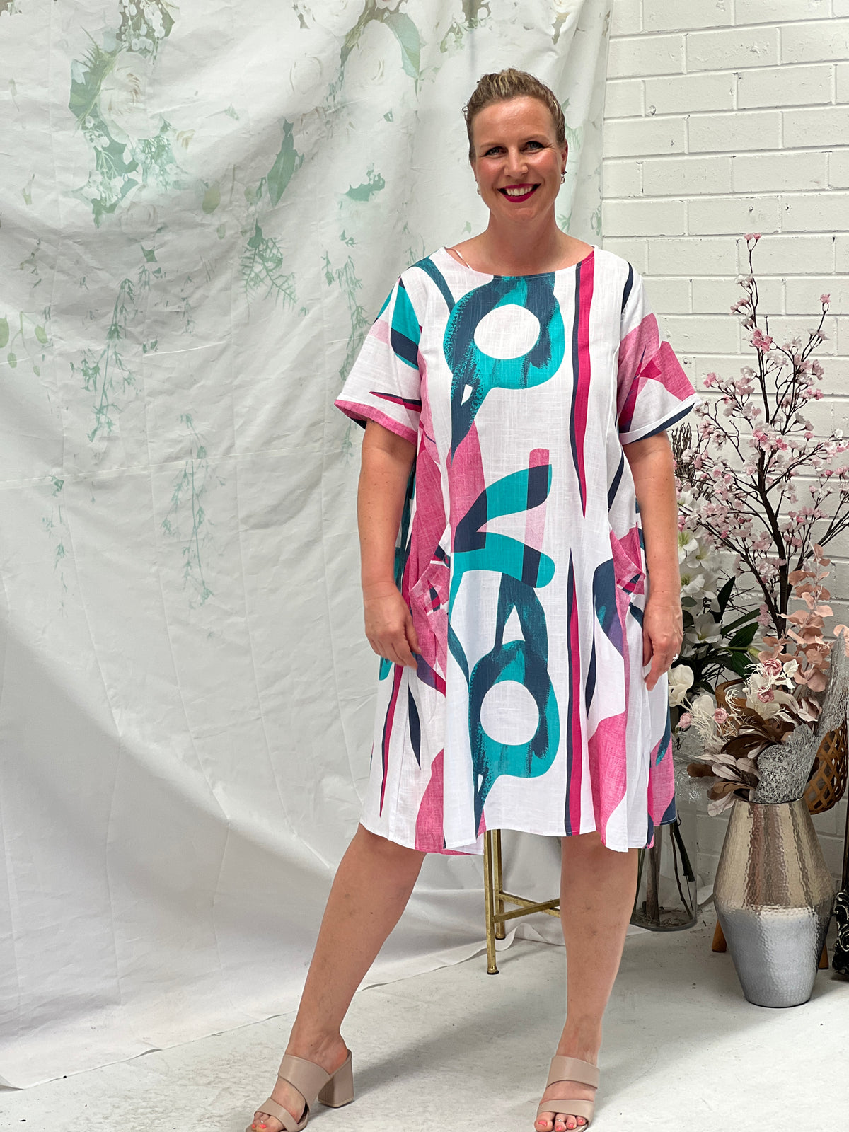 Joy Abstract Linen Dress