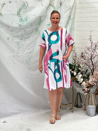 Joy Abstract Linen Dress