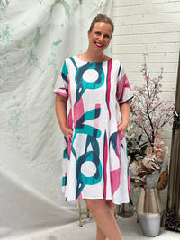 Joy Abstract Linen Dress