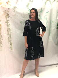 Joy Swirl Black Linen Dress