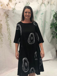 Joy Swirl Black Linen Dress