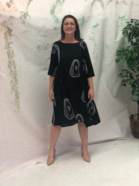 Joy Swirl Black Linen Dress