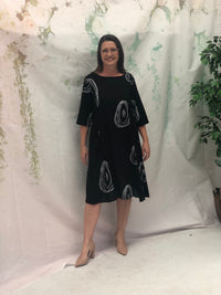 Joy Swirl Black Linen Dress