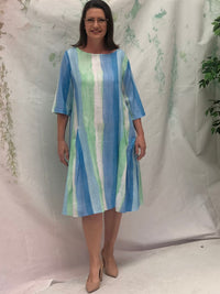 Joy Striped Blue Linen Dress