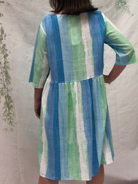 Joy Striped Blue Linen Dress