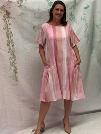 Joy Striped Blush Linen Dress